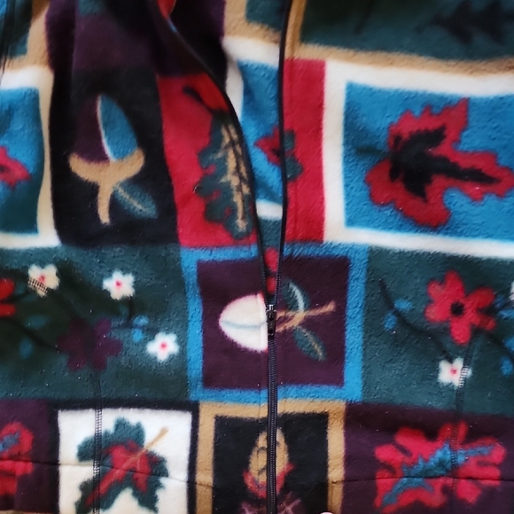 Vintage TanJay Colorblock Floral Leaf Fleece Jacket Women’s SP - Picture 3 of 6